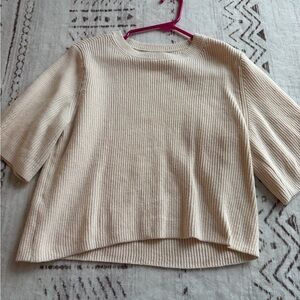 LOFT Ivory Ribbed Knit Top